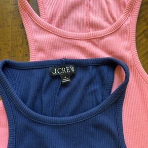 J. Crew set of 2 Pink and Navy Ribbed Tank Tops